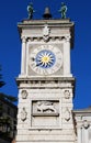 Clock tower in freedom square, Piazza della LibertÃÂ . Udine, Friuli Venezia-Giulia, Italy Royalty Free Stock Photo